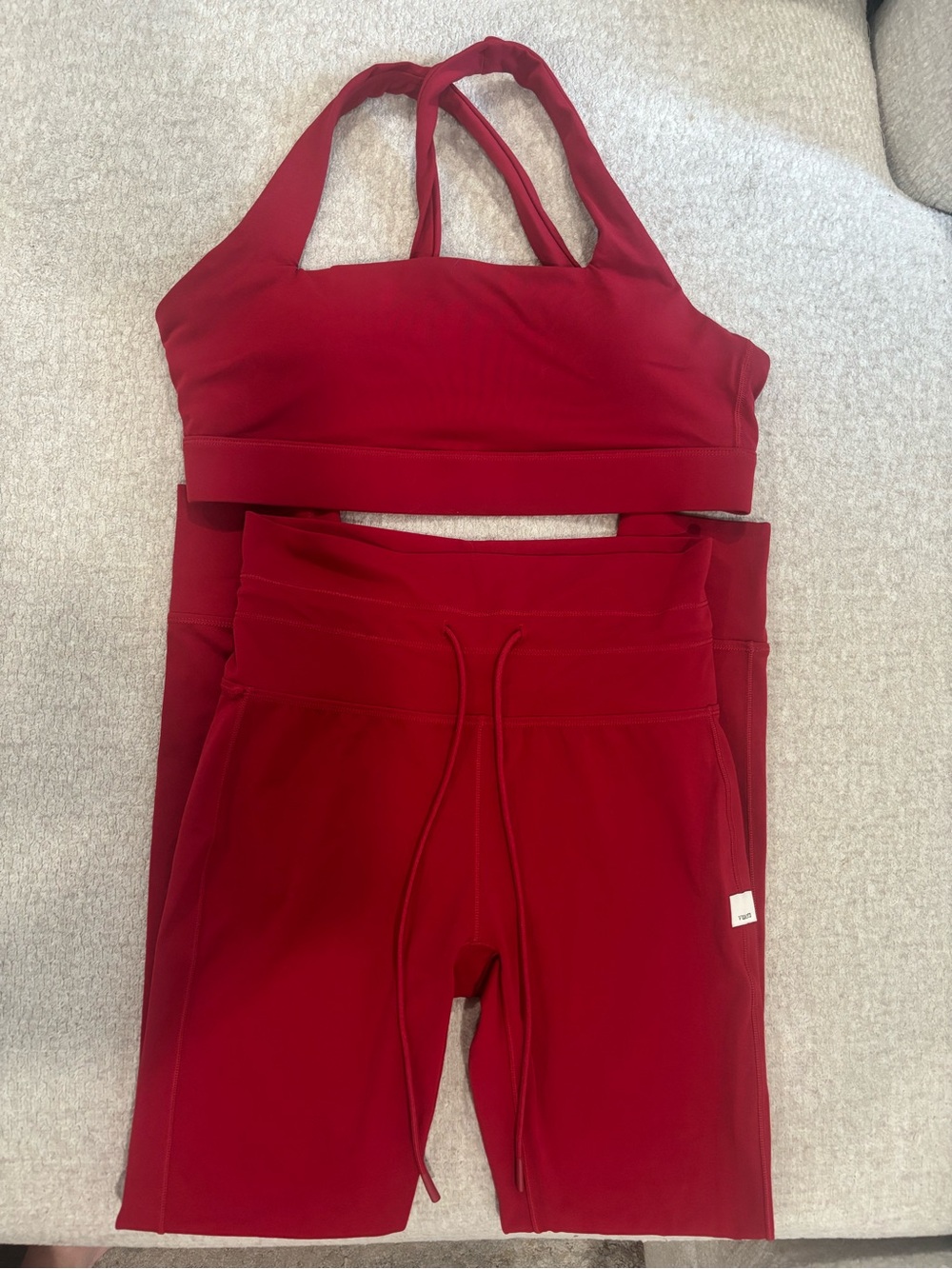 Vuori Red Women's Active Bra and High-Waist Leggings Set